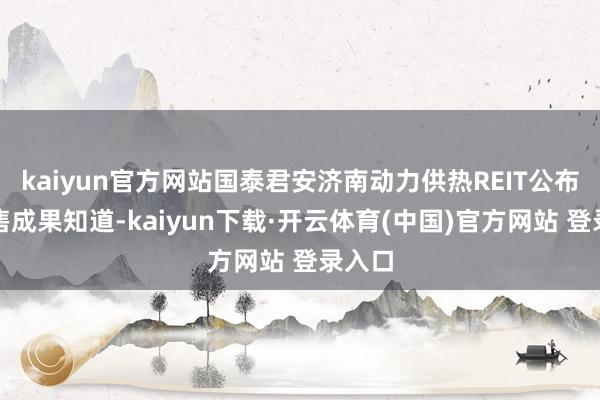kaiyun官方网站国泰君安济南动力供热REIT公布的发售成果知道-kaiyun下载·开云体育(中国)官方网站 登录入口
