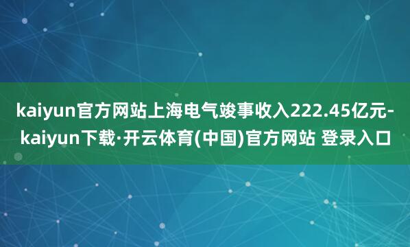 kaiyun官方网站上海电气竣事收入222.45亿元-kaiyun下载·开云体育(中国)官方网站 登录入口